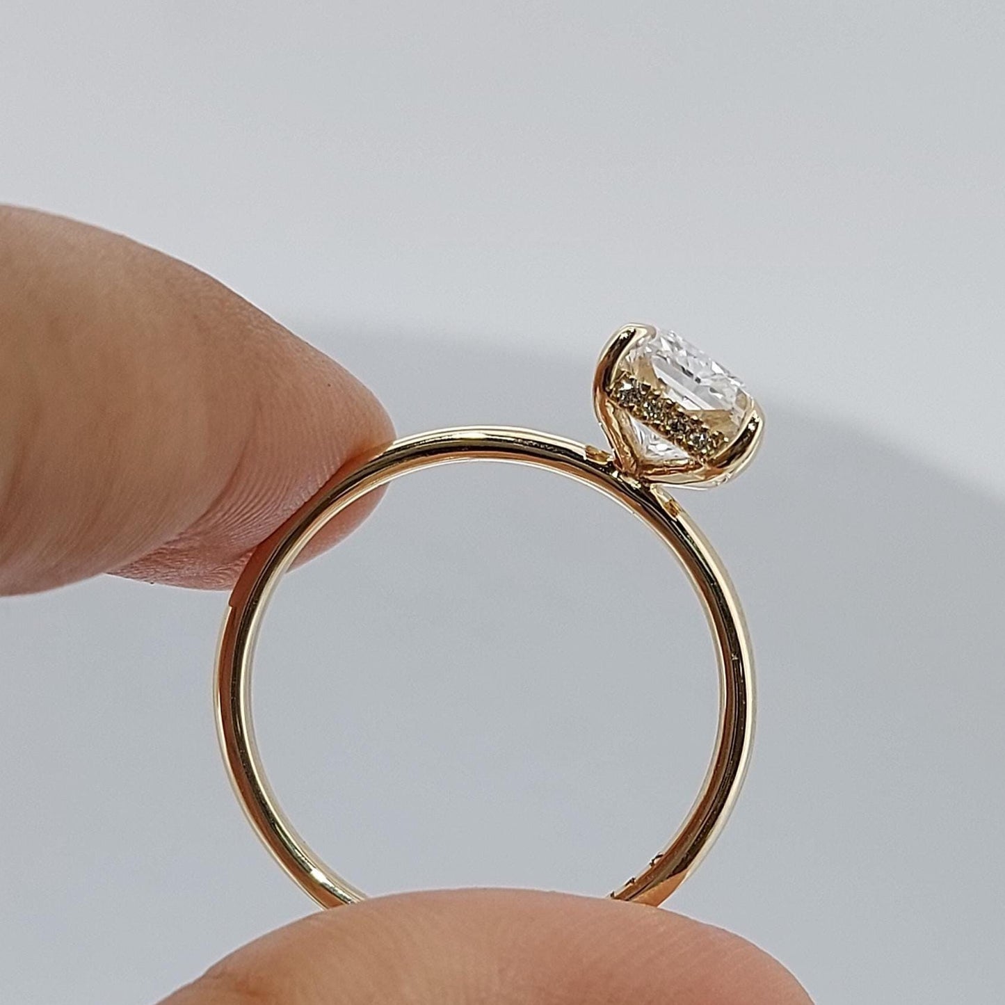 2.5 Ct IGI Certified Radiant Lab Diamond Hidden Halo Engagement Ring Radiant cut 1Ct Moissanite Brilliant Cut engagement ring in 935 Argentium Silver — custom handcrafted by Forever For Love
