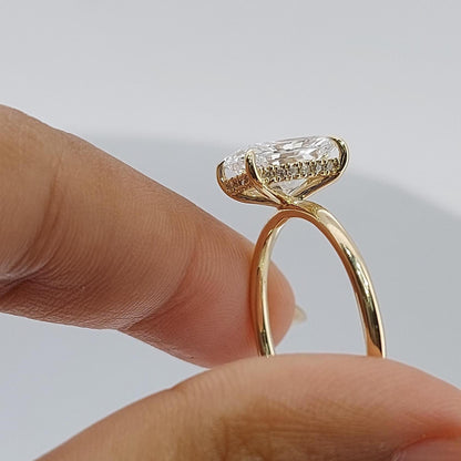 2.5 Ct IGI Certified Radiant Lab Diamond Hidden Halo Engagement Ring