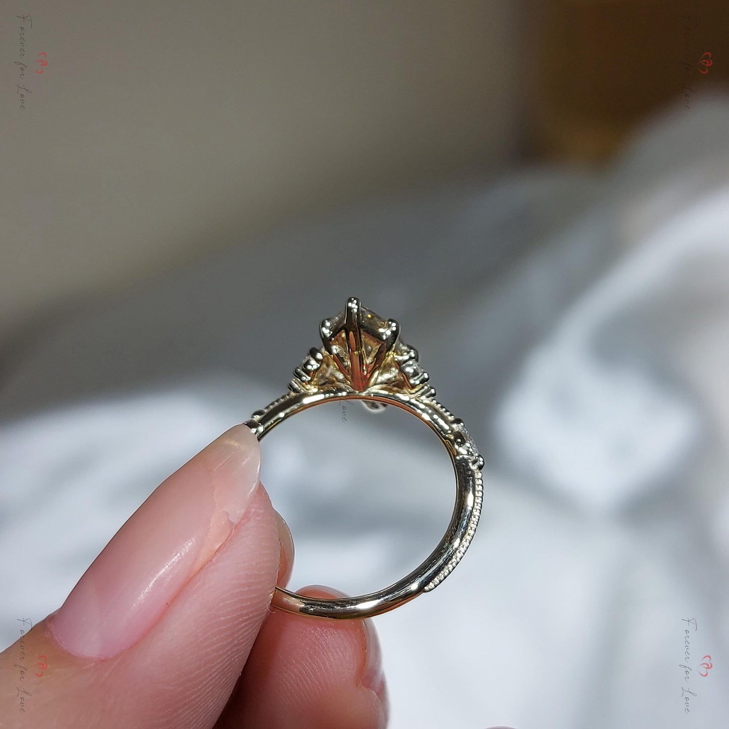 Vintage Style Inspired Engagement Ring,  2.0 Carat F ,VS1  Marquise Cut Lab Grown Diamond Ring, Knife Edge Wedding Anniversary Gift.