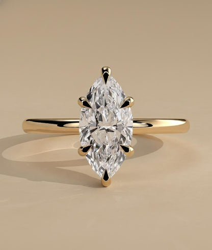 1.5 Ct IGI Certified Marquise Lab Diamond Hidden Halo Engagement Ring