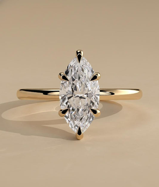 1.5 Ct IGI Certified Marquise Lab Diamond Hidden Halo Engagement Ring