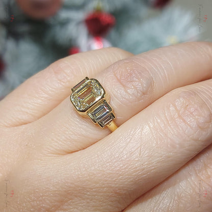 Emerald Lab Diamond Engagement Ring