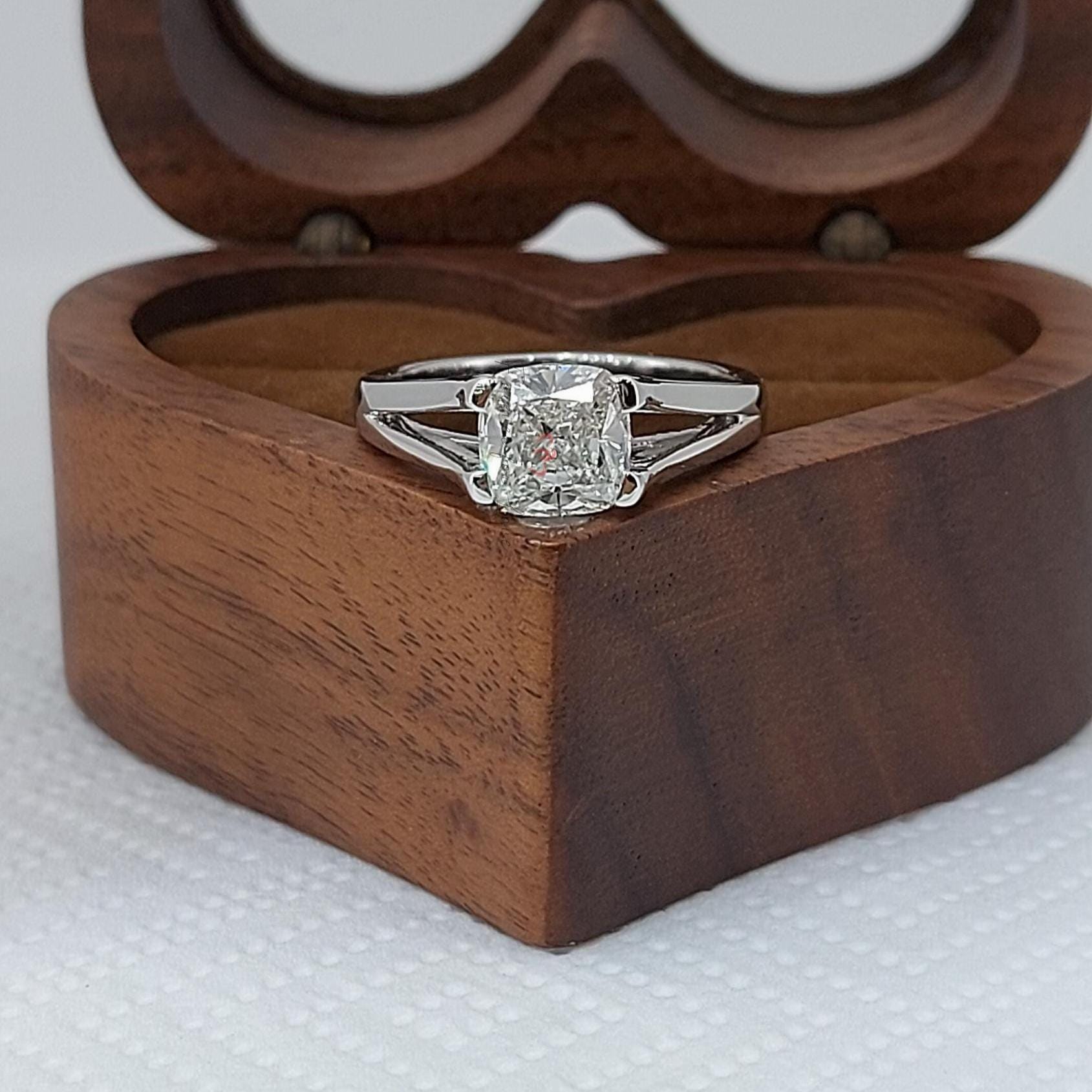 2 Ct Cushion Lab Diamond Solitaire Engagement Ring