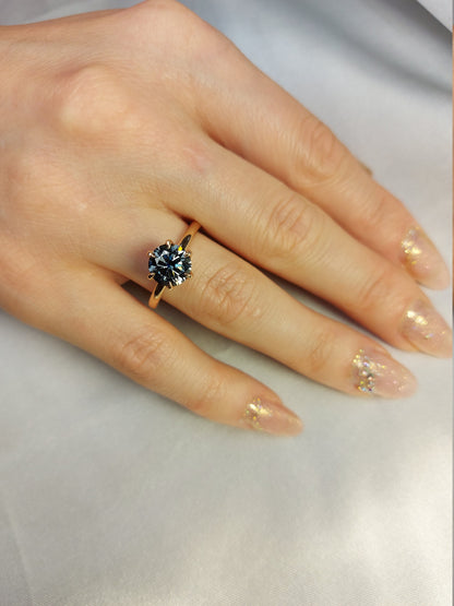 2 Ct Round Moissanite Solitaire Engagement Ring