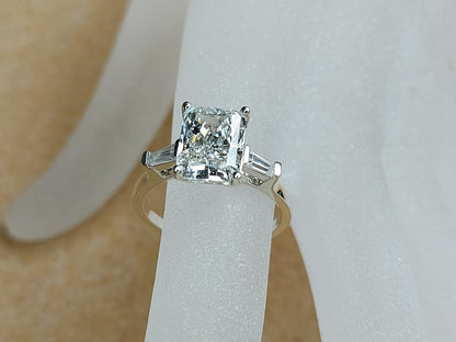 2.5 Ct IGI Certified Radiant Lab Diamond Three Stone Engagement Ring