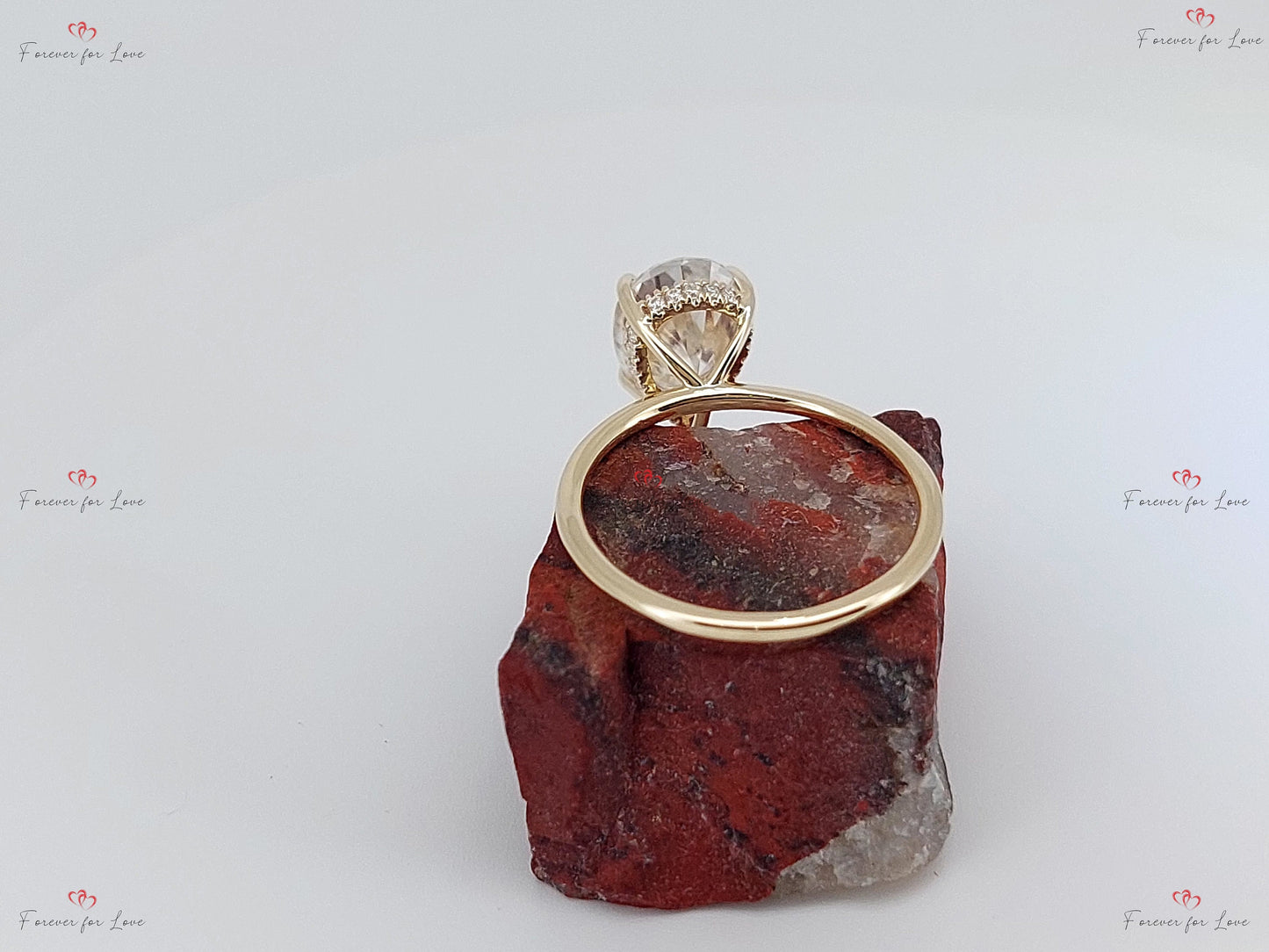 2 Ct Pear Moissanite Hidden Halo Ring - Delicate Band Pear cut 1Ct Moissanite Brilliant Cut engagement ring in 935 Argentium Silver — custom handcrafted by Forever For Love