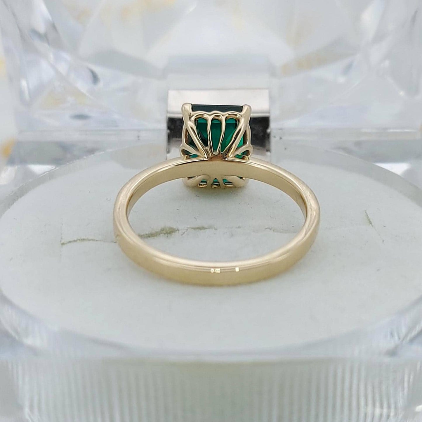14k Gold Emerald Ring, Emerald Engagement Ring, Emerald Cut Engagement Ring, Emerald Solitaire Ring, May Birthstone, Perfect Gift Emerald cut 1Ct Natural Emerald engagement ring in 935 Argentium Silver — custom handcrafted by Forever For Love
