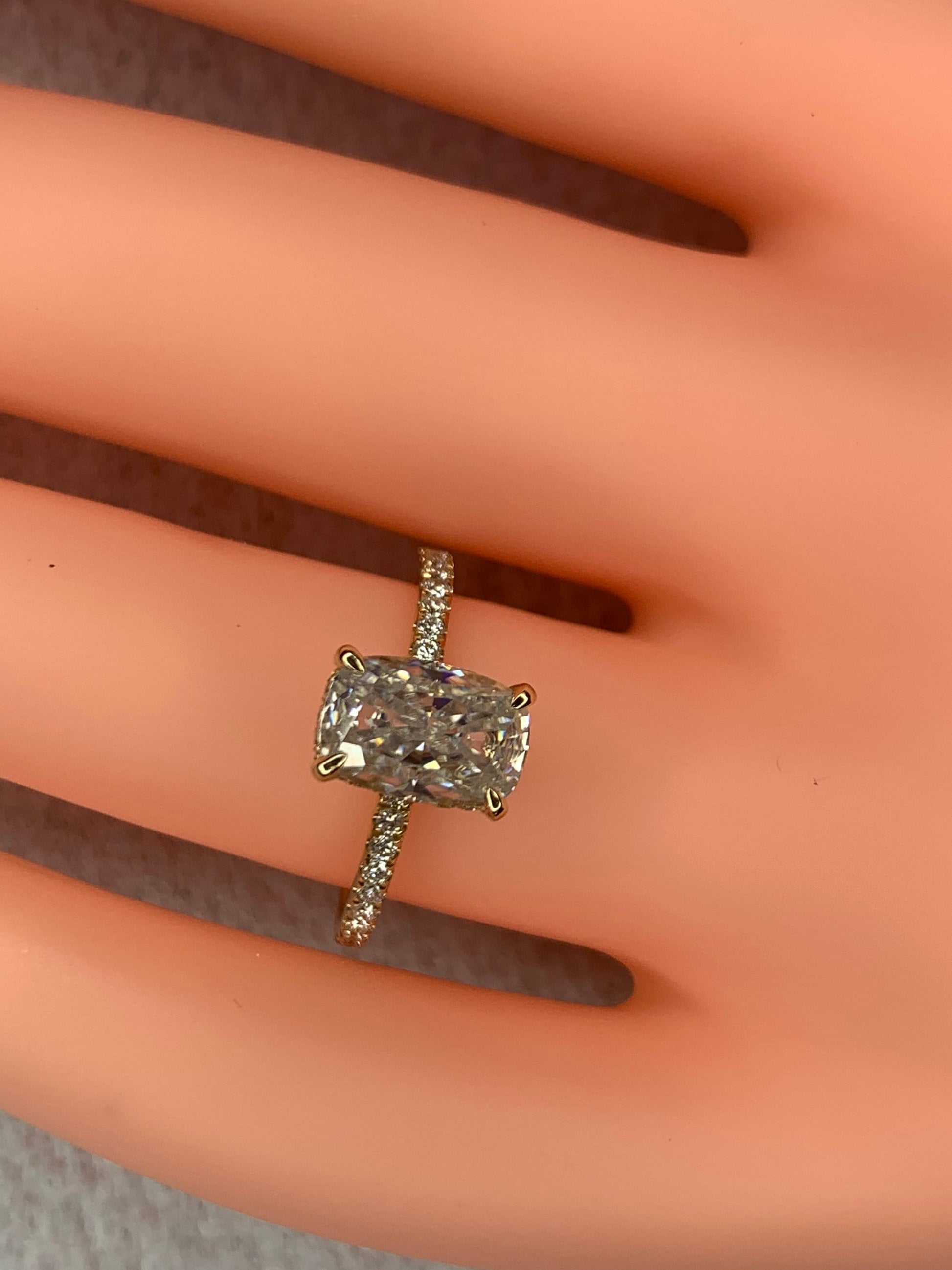 2 Ct Cushion Moissanite Hidden Halo Engagement Ring