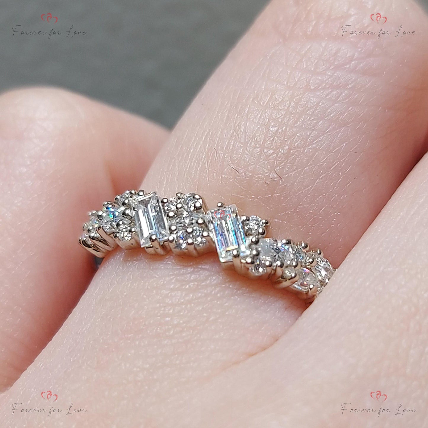 Marquise Diamant Stapelring Marquise cut Moissanite engagement ring in 935 Argentium Silber — custom handcrafted by Forever For Love