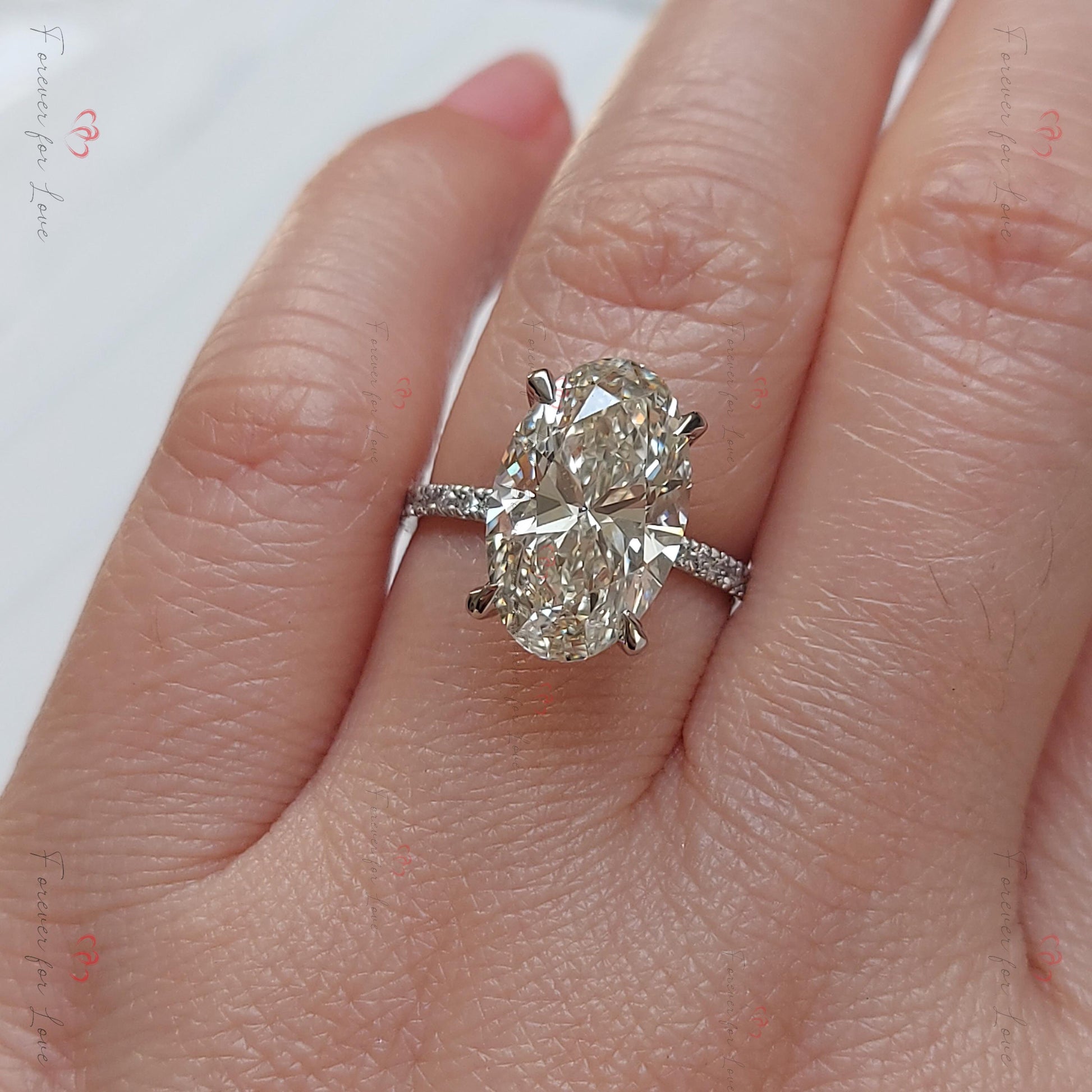7 Ct Oval Diamond, Moissanite Engagement Ring