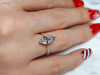 2 Ct IGI Certified Marquise Lab Diamond Engagement Ring