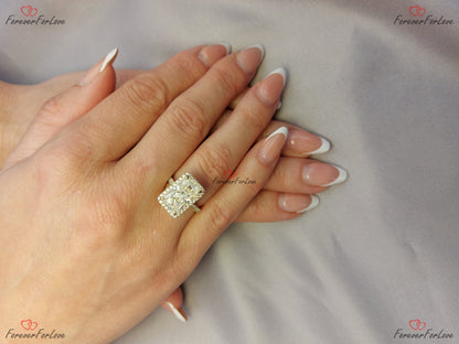 Radiant Moissanite Halo Engagement Ring