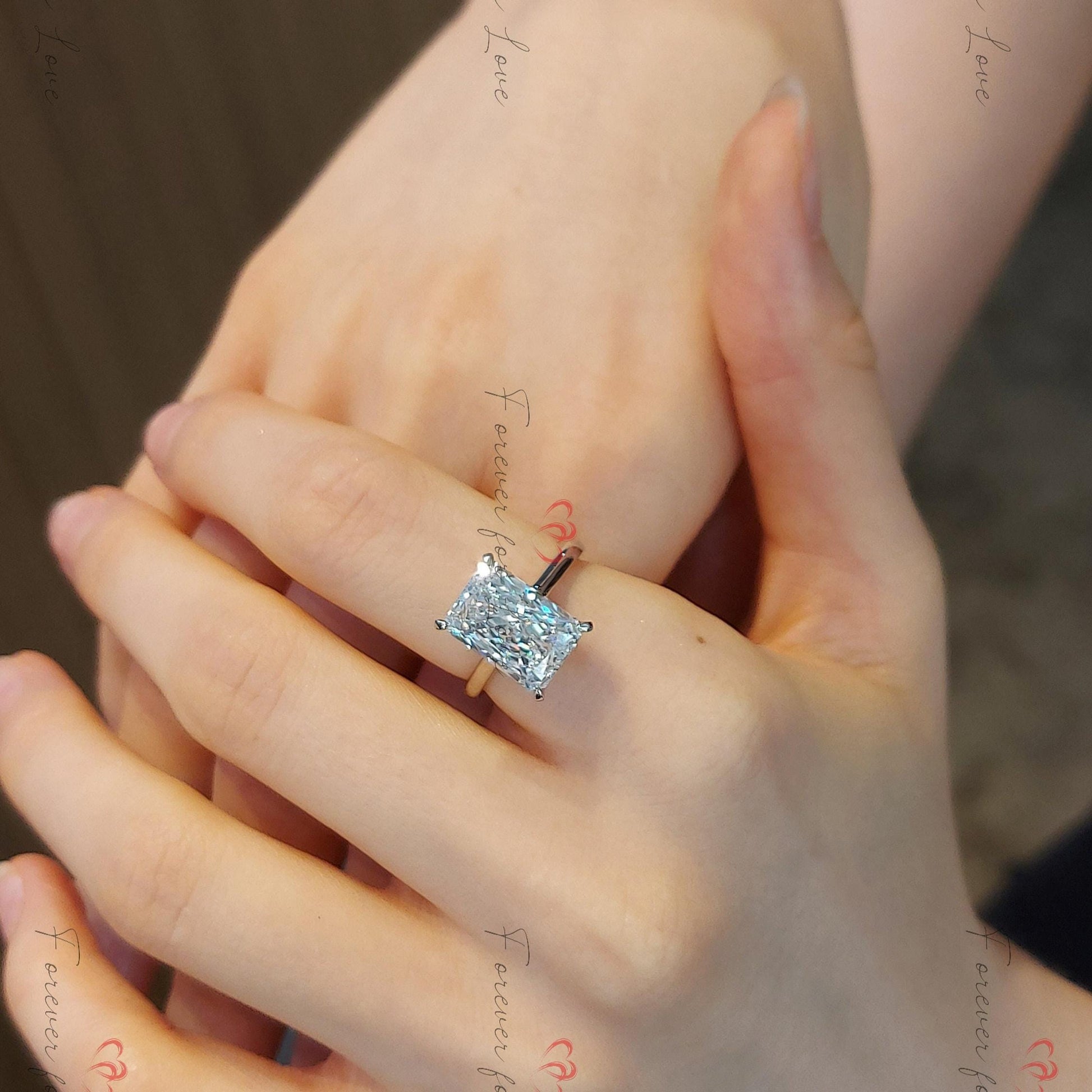 5 Ct IGI Certified Radiant Lab Diamond Hidden Halo Engagement Ring