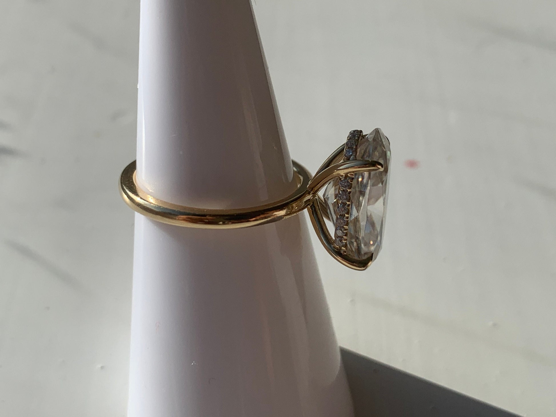 Oval Cut Engagement Ring, 4Ct Crushed ice Oval 12*8mm Moissanite engagement ring, diamond wrap around halo ring,.