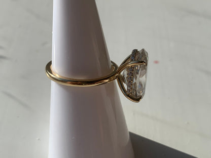 Oval Cut Engagement Ring, 4Ct Crushed ice Oval 12*8mm Moissanite engagement ring, diamond wrap around halo ring,.