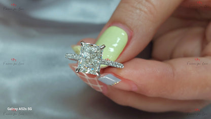 2.5 Ct IGI Certified Radiant Lab Diamond Hidden Halo Engagement Ring