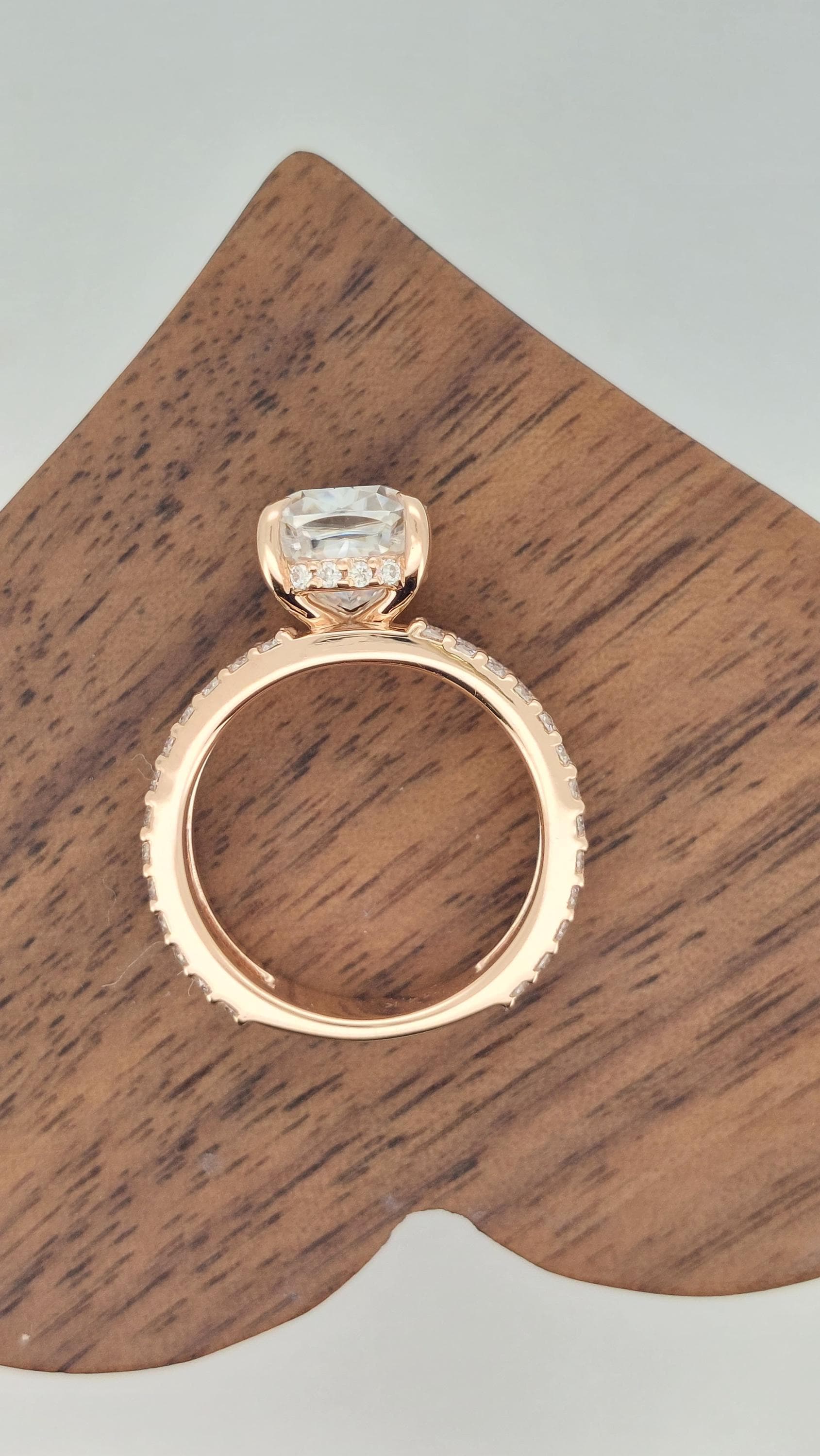 Cushion Moissanite Hidden Halo Engagement Ring