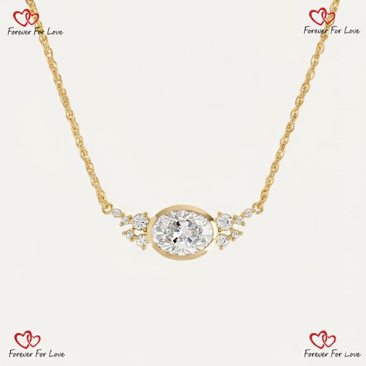 1ct Oval diamond Necklace, 14k Yellow Gold, Dainty Minimalist Oval Pendant, Lab Diamond Womens Necklace, Special Gift For Her.
