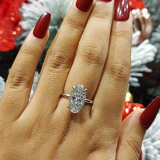 4 Ct Oval Lab Diamond Engagement Ring