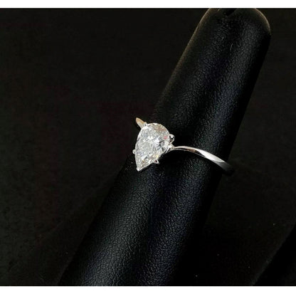 1.01 Ct GIA Certified Pear Natural Diamond Solitaire Engagement Ring