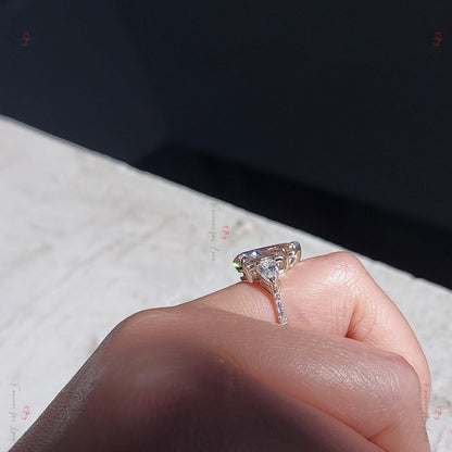 Pear Lab Diamond Three Stone Engagement Ring