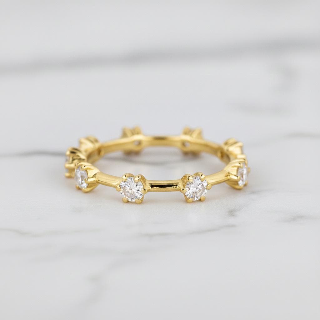 Distance Pave Round Diamond Eternity Band for Engagement Ring, Lab Grown Diamond Floating Bubble Band, Anniversary Gift Ring for Women