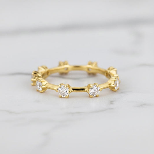 Distance Pave Round Diamond Eternity Band for Engagement Ring, Lab Grown Diamond Floating Bubble Band, Anniversary Gift Ring for Women