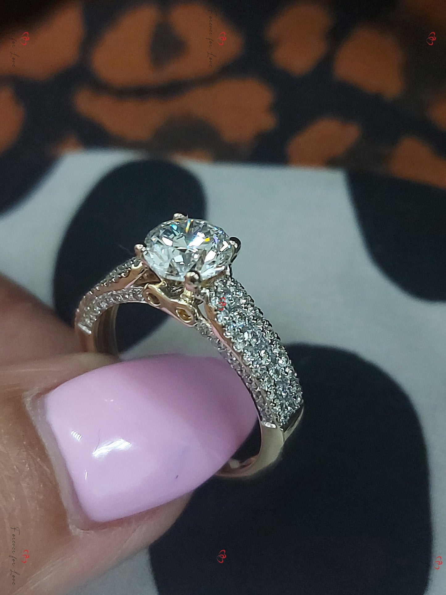 1 Ct Round Natural Diamond Solitaire Engagement Ring Round cut 1Ct Moissanite Brilliant Cut engagement ring in 935 Argentium Silver — custom handcrafted by Forever For Love