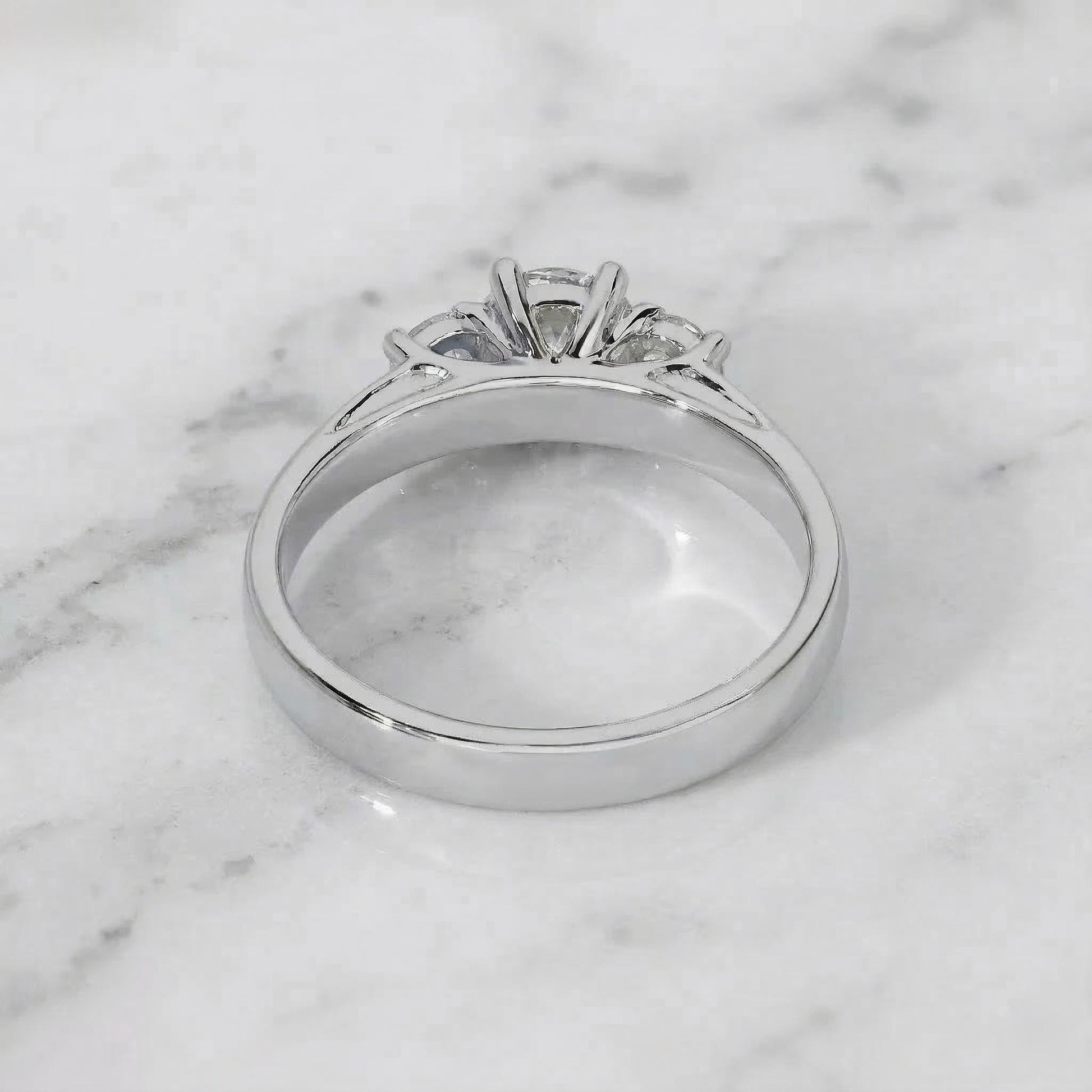 Round Lab Diamond Three Stone Engagement Ring