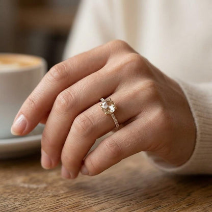 Round Rose Lab Diamond Wedding Band