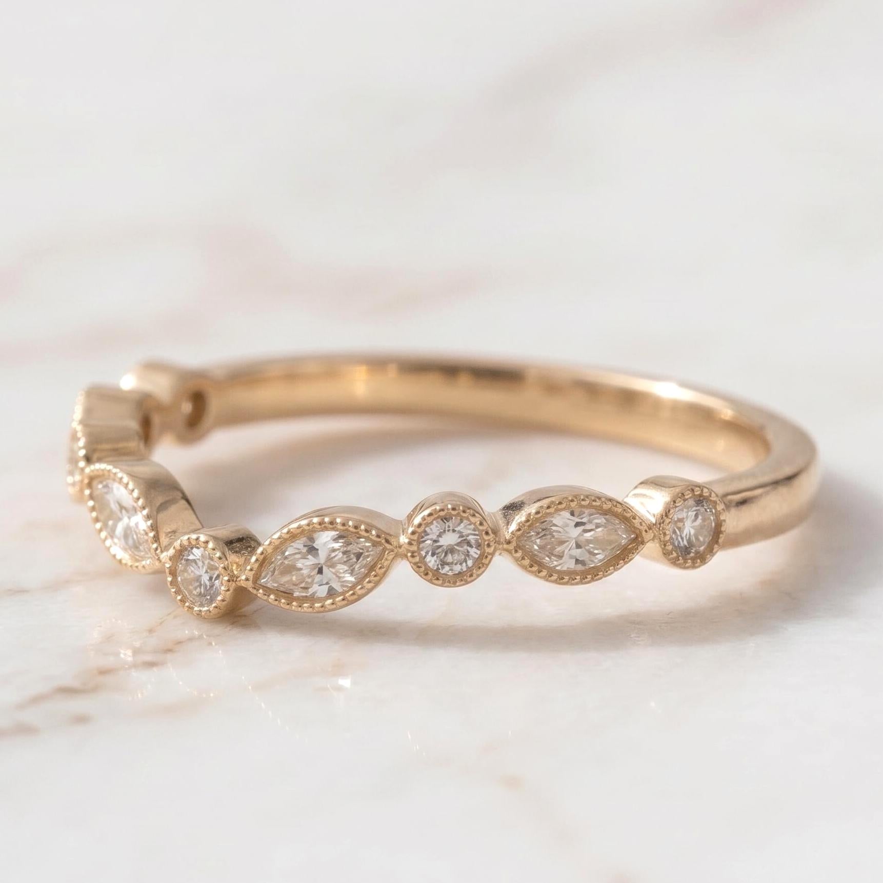 Marquise Lab Diamond Stacking Ring