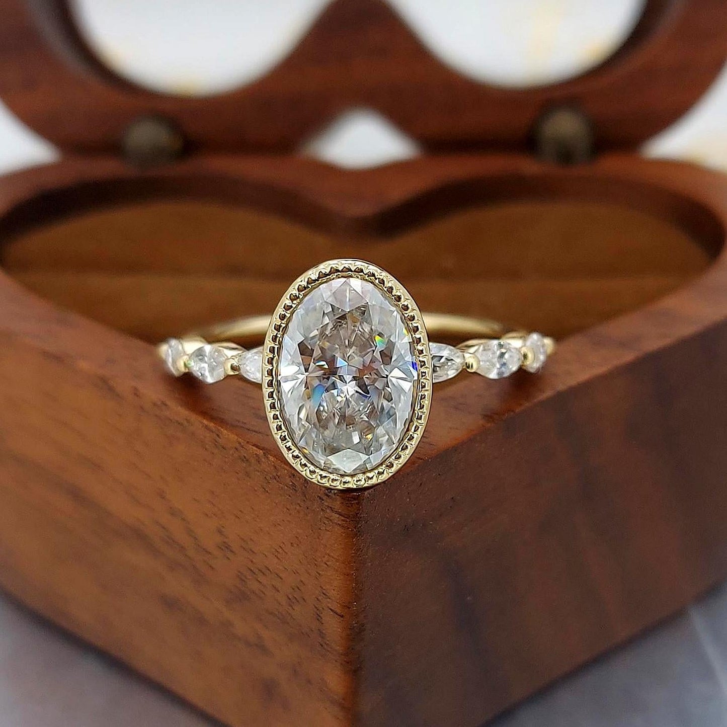 IGI Certified Oval Diamond Band Oval cut Moissanite Brilliant Cut engagement ring in 935 Argentium Silver — custom handcrafted by Forever For Love