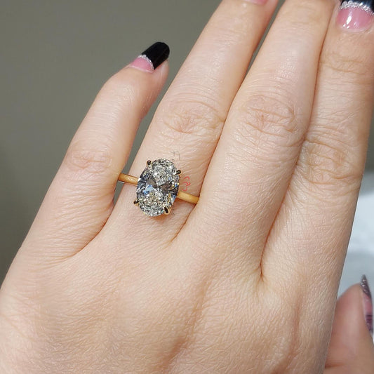 3.5 Ct Oval Lab Diamond Solitaire Engagement Ring