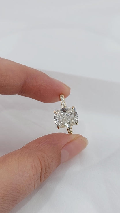 Cushion Moissanite Hidden Halo Engagement Ring