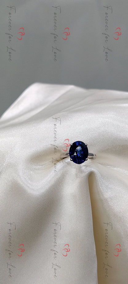 3.78 Ct Oval Blue Diamond, Sapphire Engagement Ring