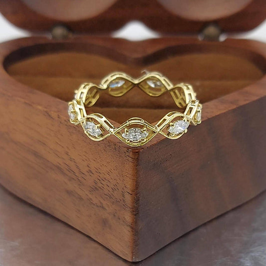 Marquise Full Eternity Band, Marquise Cut Lab Grown Diamond Band, Wedding Band, Stackable Band, Minimalist Band