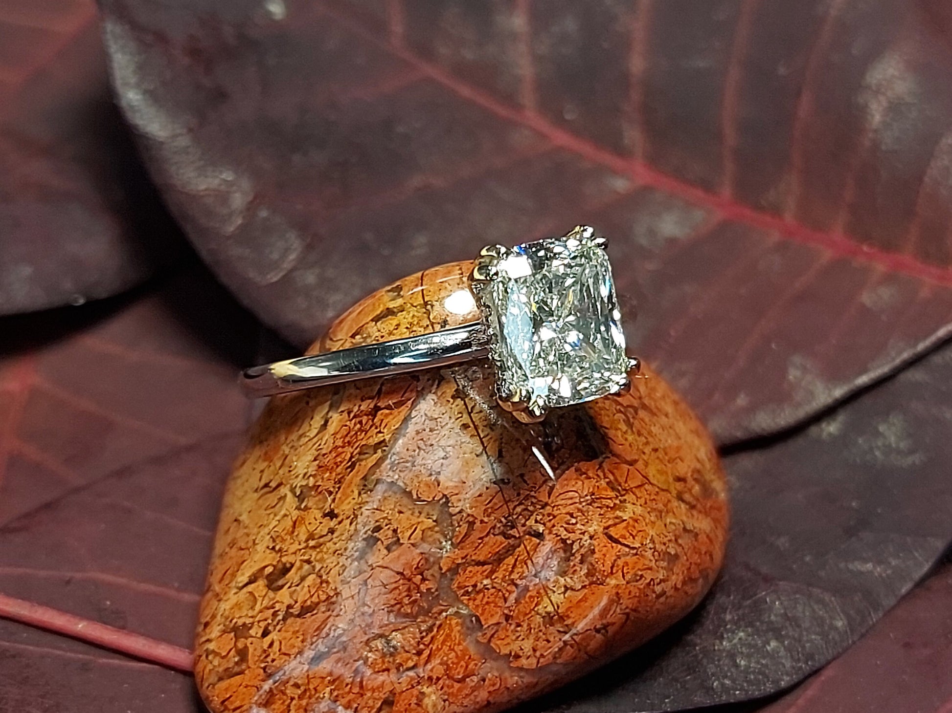 1.5 Ct IGI Certified Cushion Diamond Hidden Halo Engagement Ring