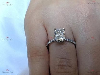 2.44 Ct IGI Certified Radiant Diamond Hidden Halo Engagement Ring