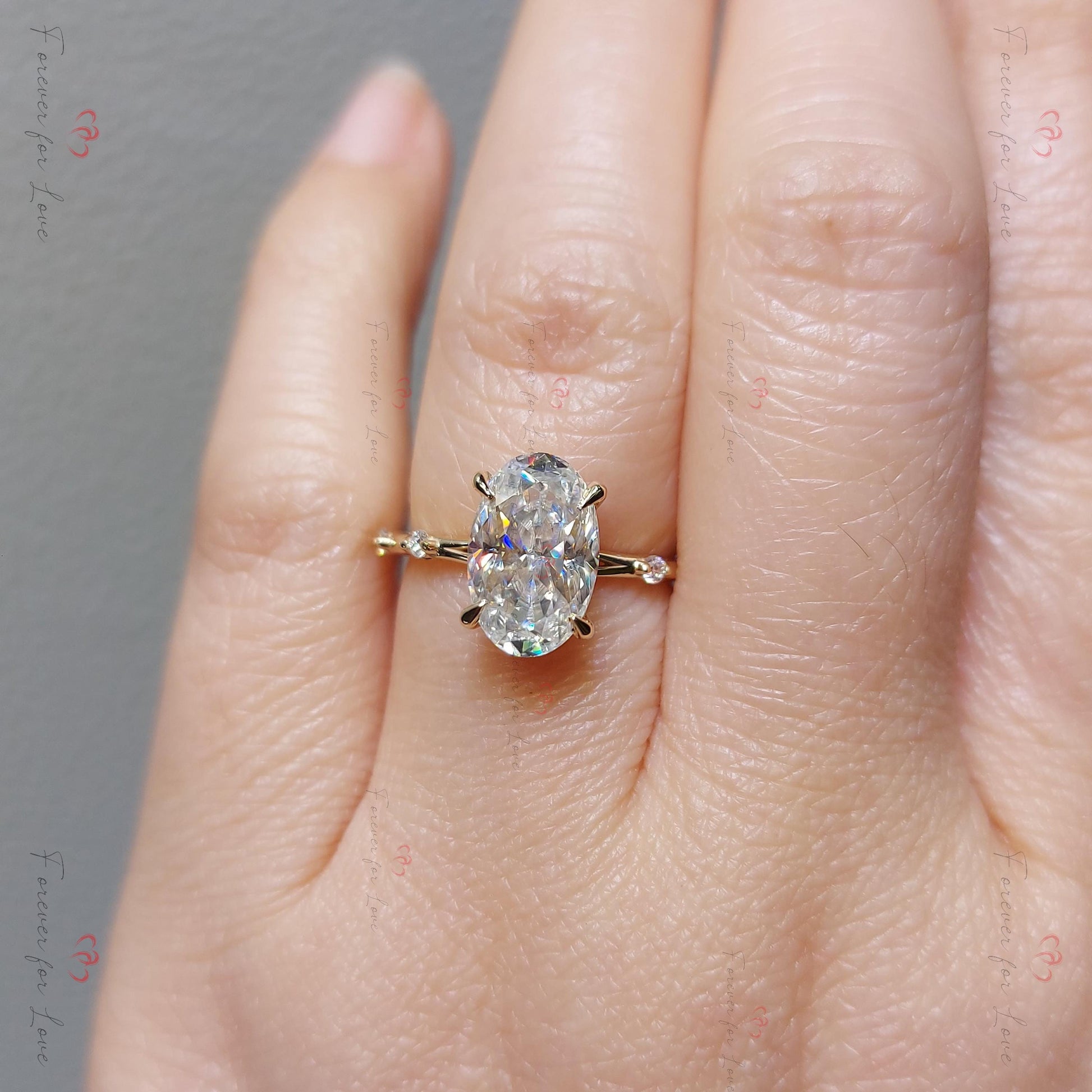3 Ct Oval Diamond, Moissanite Engagement Ring