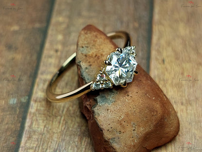 Hexagon Moissanite Engagement Ring