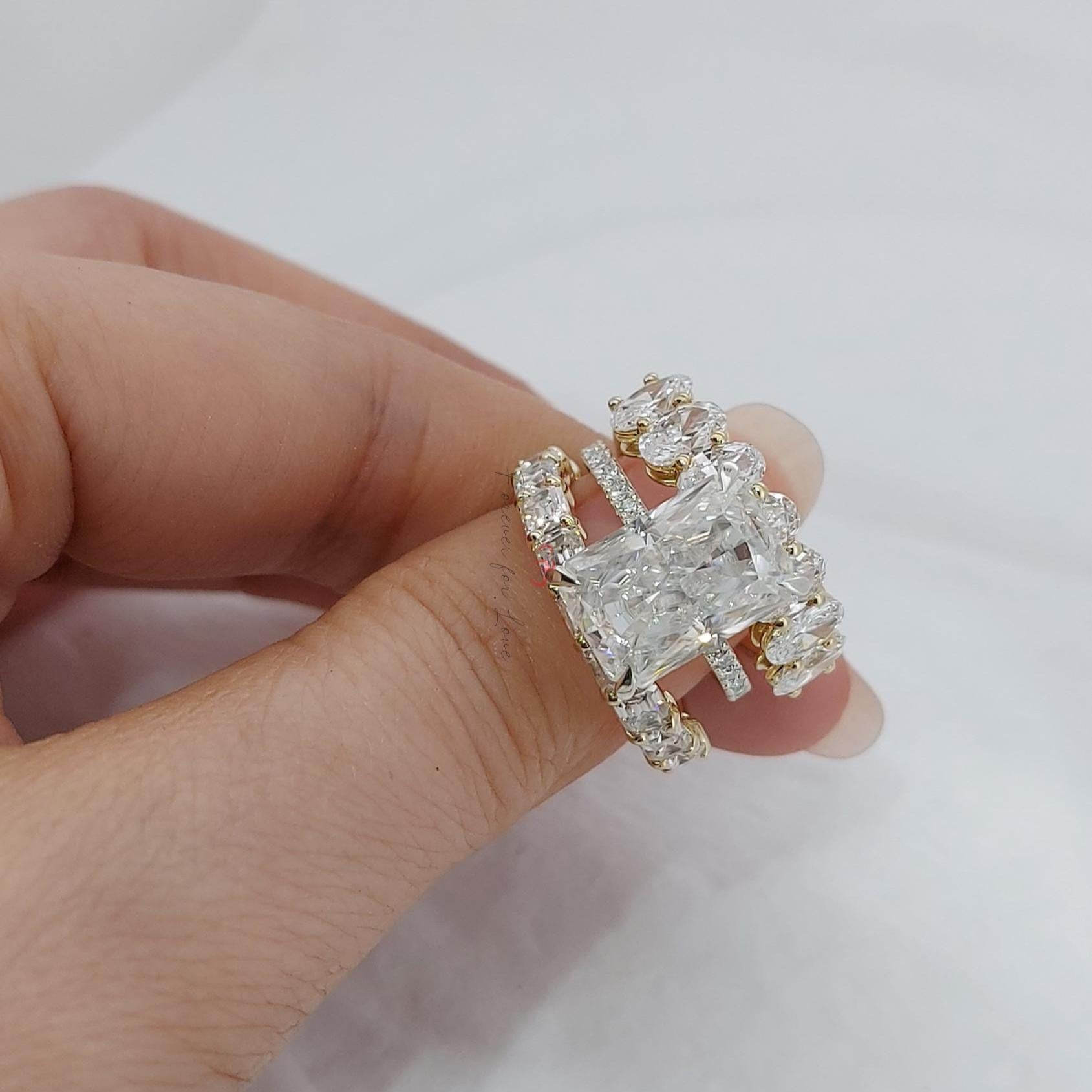 5.5 Ct Radiant Diamond, Moissanite Hidden Halo Engagement Ring