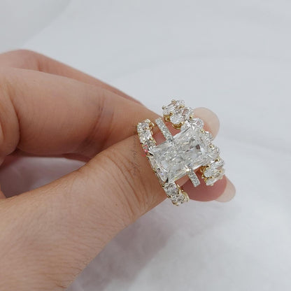 5.5 Ct Radiant Diamond, Moissanite Hidden Halo Engagement Ring