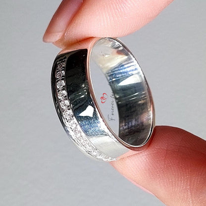 Man wedding band, chunky man band, his and her bands, diamond band, wedding band. 6mm wide solid gold band.