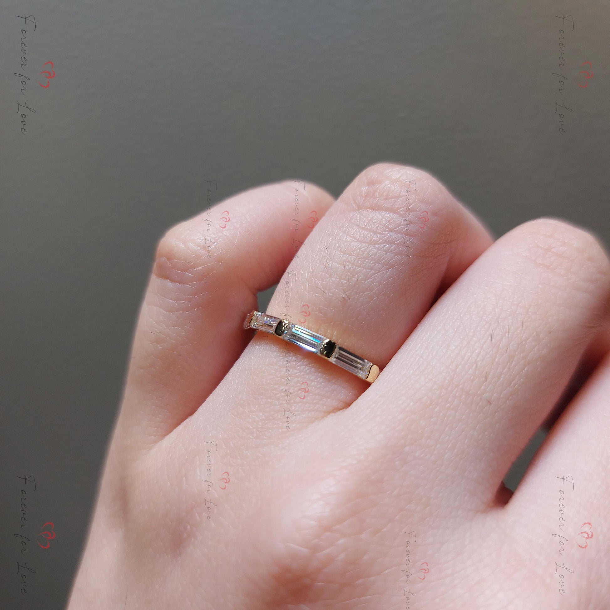 Baguette Lab Diamond Half Eternity Band