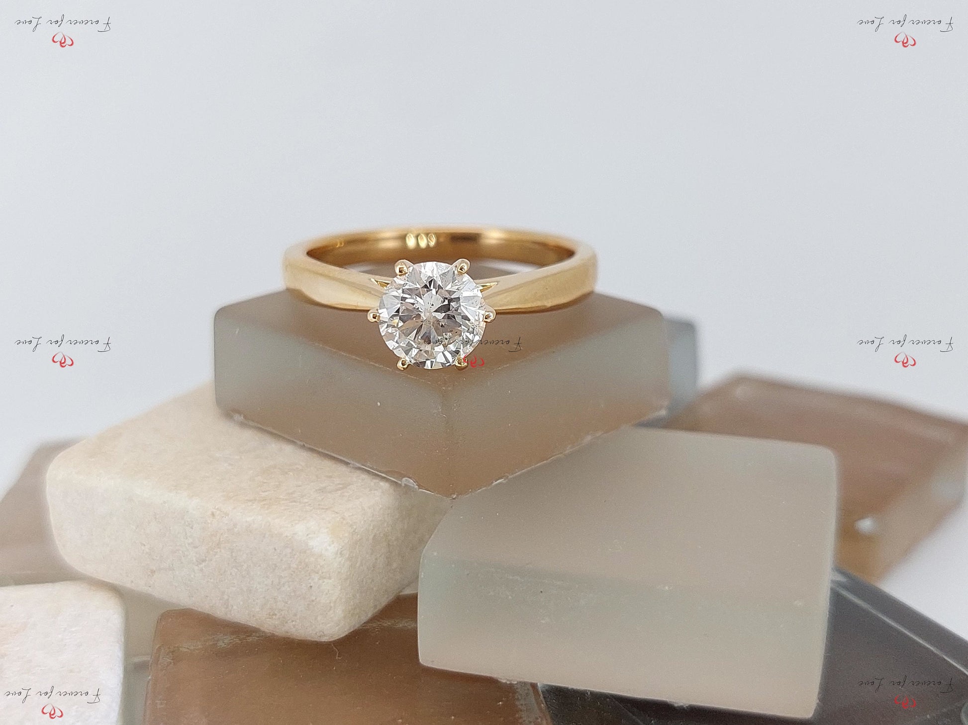 1 Ct Round Natural Diamond Solitaire Engagement Ring