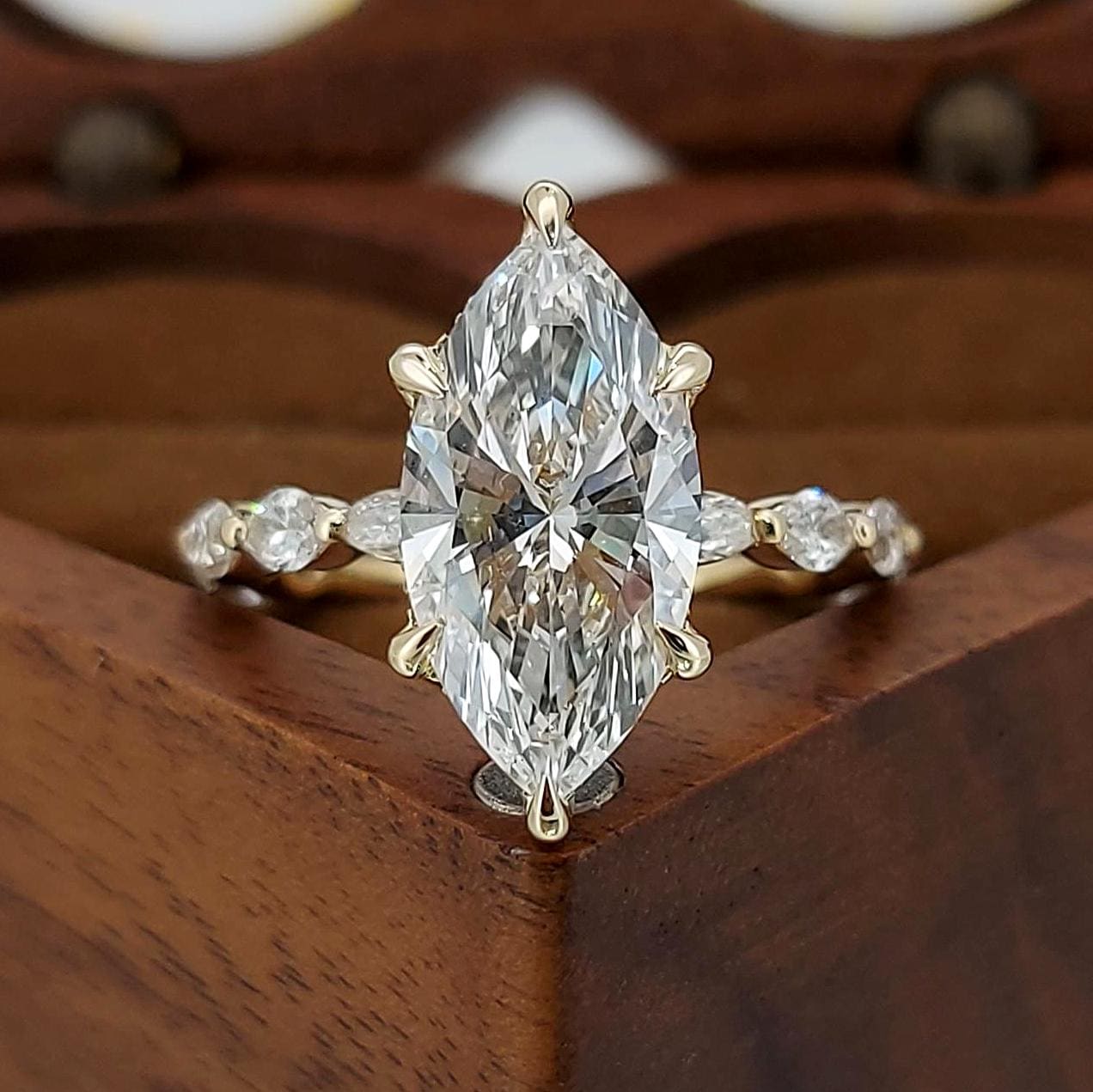 3.6 Ct IGI Certified Marquise Lab Diamond Solitaire Engagement Ring Marquise cut 1Ct Moissanite Brilliant Cut engagement ring in 935 Argentium Silver — custom handcrafted by Forever For Love
