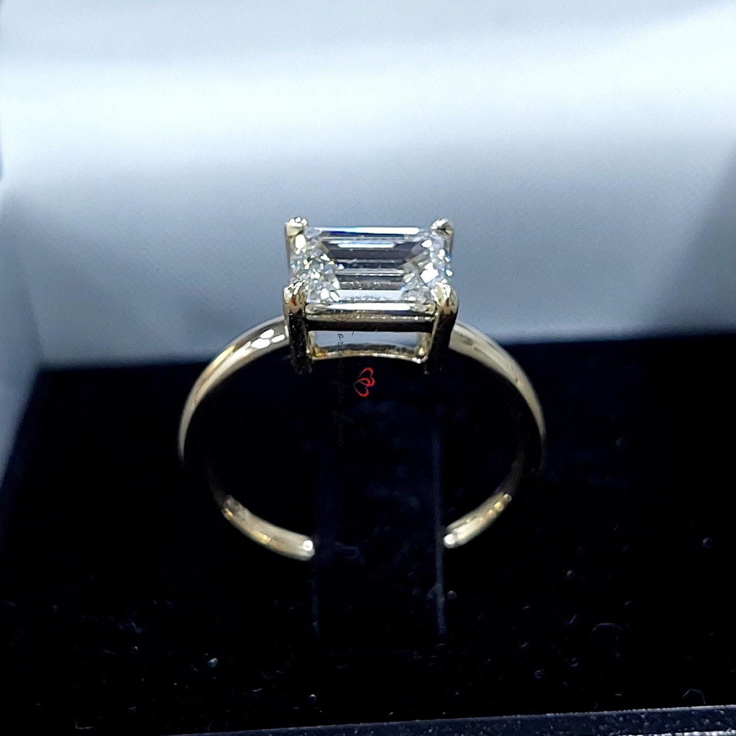 2.0 Ct IGI Certified Emerald Lab Diamond Solitaire Engagement Ring Emerald cut 1Ct Moissanite Brilliant Cut engagement ring in 935 Argentium Silver — custom handcrafted by Forever For Love