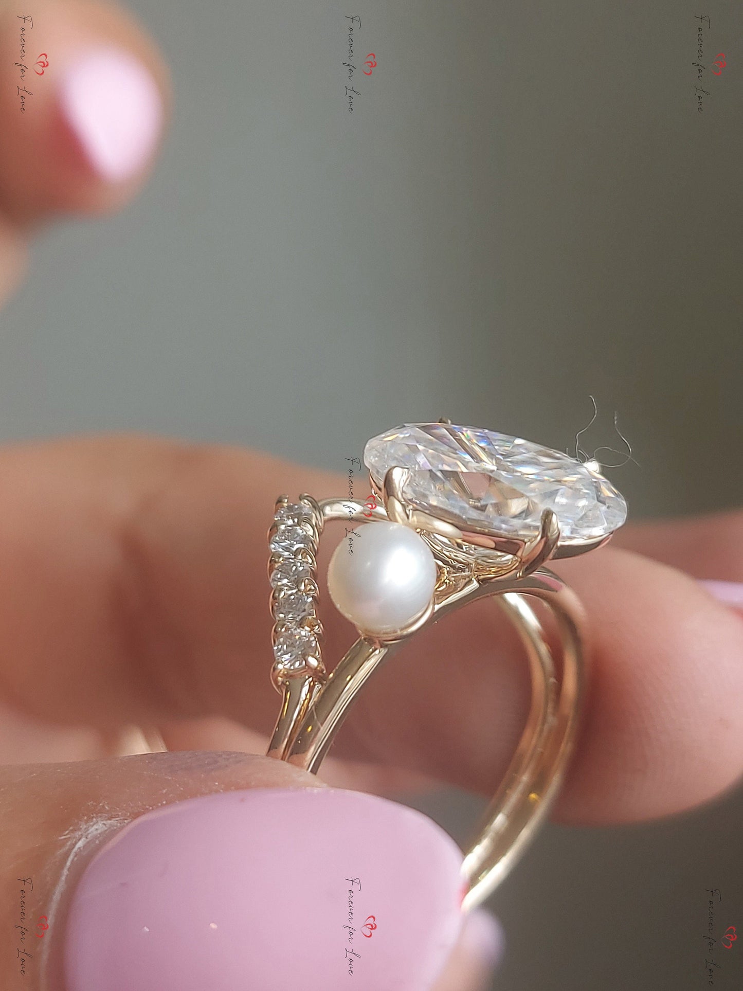 5 Ct Oval Moissanite Engagement Ring Oval cut Moissanite Brilliant Cut engagement ring in 935 Argentium Silver — custom handcrafted by Forever For Love
