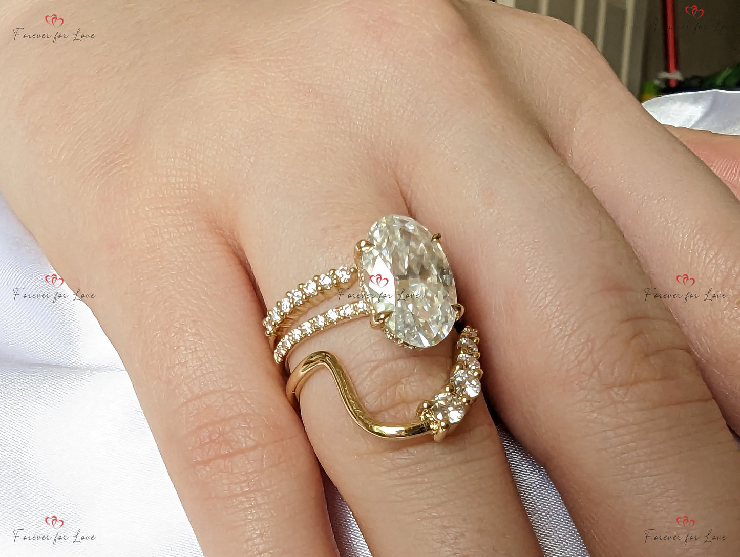 6 Ct Oval Solitaire Engagement Ring Oval cut Moissanite Brilliant Cut engagement ring in 935 Argentium Silver — custom handcrafted by Forever For Love