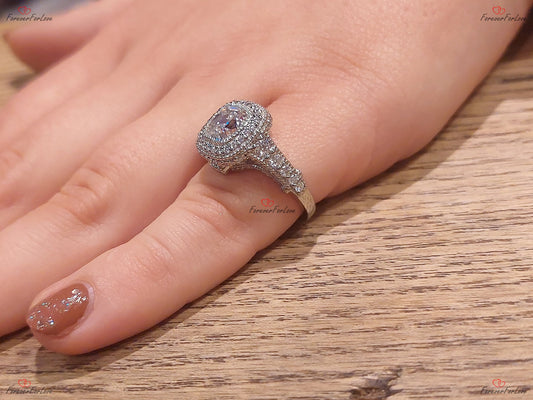 Asscher Diamond Solitaire Engagement Ring